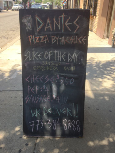 Dante's Menu Board